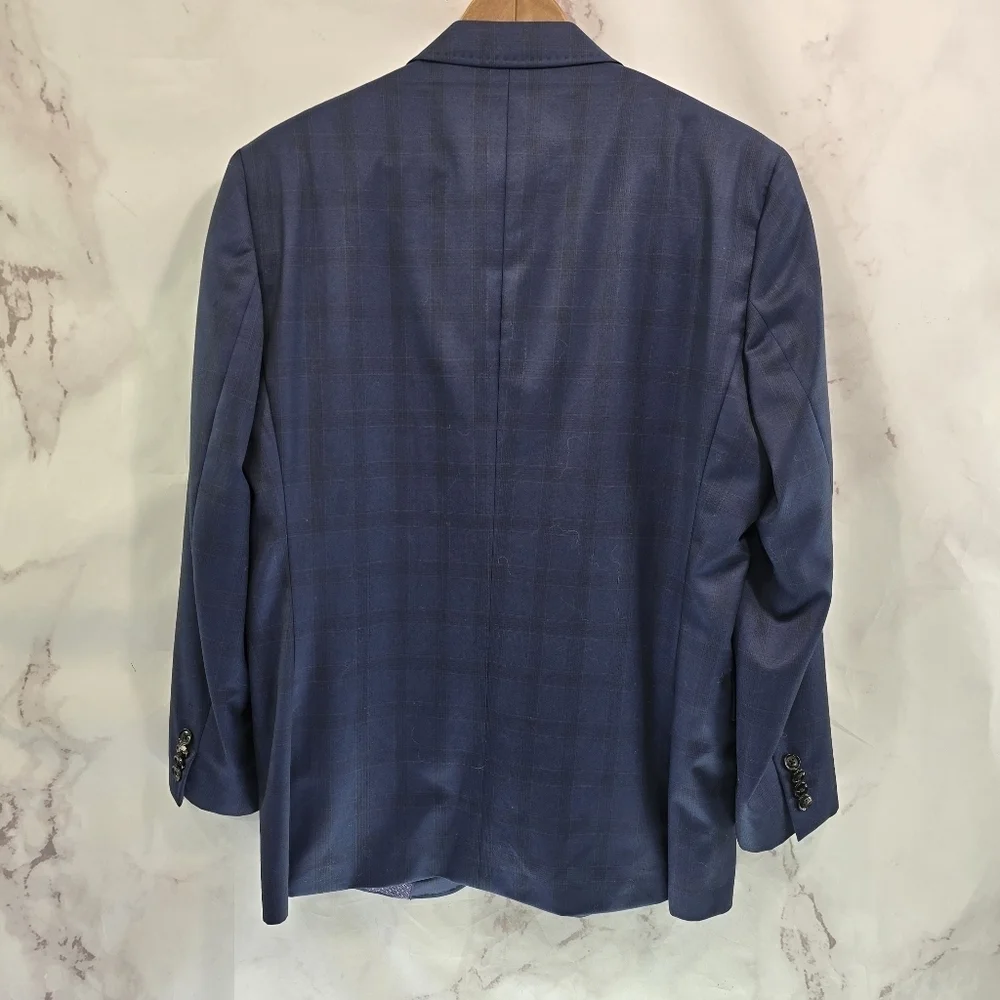 Ted Baker Blazer Mens 42 R Navy Plaid Wool Sport Coat Suit Jacket Jay Windowpane
